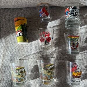 Lot of 8 Souvenir Shot Glass - Countries from around the world